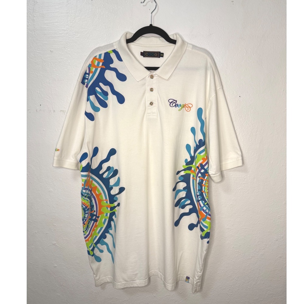 Vintage COOGI Men's XXXL Polo Shirt Vibrant‎ Graphic Logo Retro Y2K
